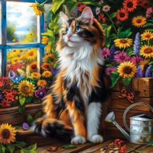 Blooming Cat Meditation (1000 Piece Puzzle)