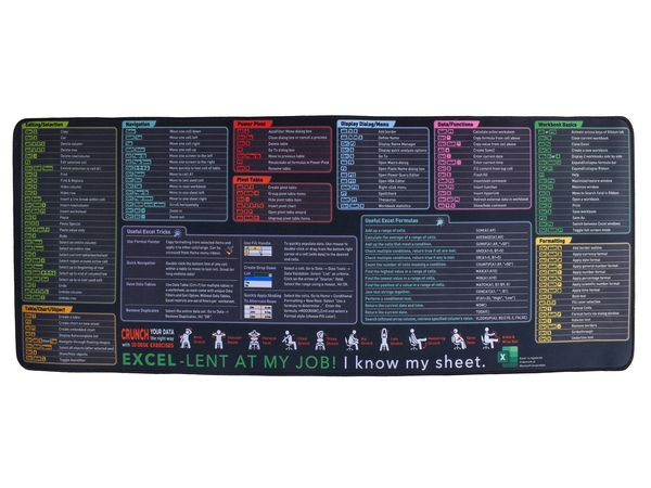 Excel Cheat Sheet Desk Mat/Mousepad XL (P2797B)
