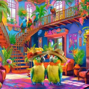 Parrots in Paradise (500 Piece Puzzle)