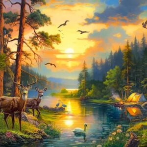 Sunset over Forest River (3000 Piece Puzzle)