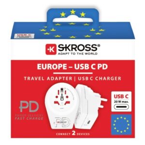 Skross World to Europe USB C20PD Travel Adaptor