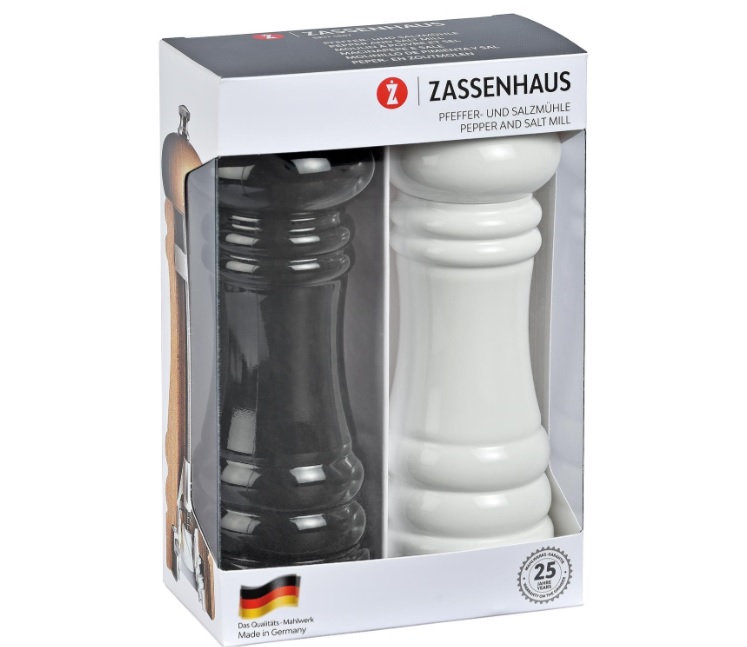 Zassenhaus Salt and Pepper Mill Set BERLIN, 18cm - black/white (023725)