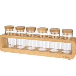Zassenhaus Spice Rack with 6 Glass Jars and Cork Lids (056877)