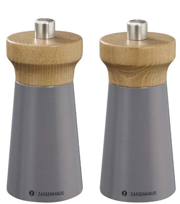 Zassenhaus WESTERLAND 12cm Salt and Pepper Set - Granite Grey/Beech (WESGB-PS)