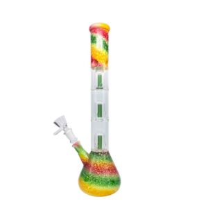 Glass Bong - Candy Rasta with Ice Catcher and 3x Percolator, 37.5cm ( BONG091)