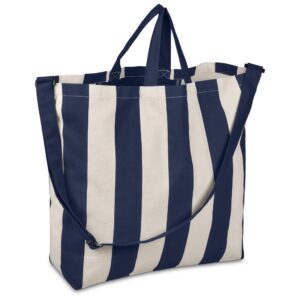 Okiyo Natsuri Recycled Cotton Canvas Large Beach Bag - navy (OK-536)