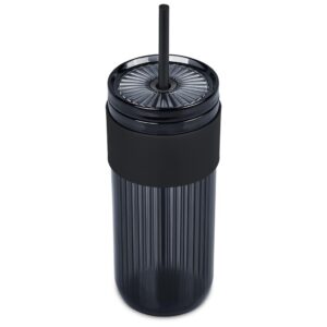 Serendipio Mayfair Plastic Tumbler and Straw, 650ml - black (SD-304)
