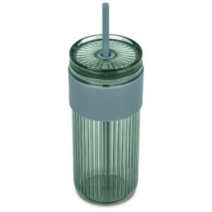 Serendipio Mayfair Plastic Tumbler and Straw, 650ml - dusty teal (SD-304)