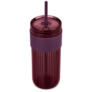 Serendipio Mayfair Plastic Tumbler and Straw, 650ml - maroon (SD-304)