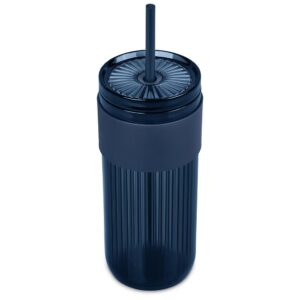 Serendipio Mayfair Plastic Tumbler and Straw, 650ml - navy (SD-304)
