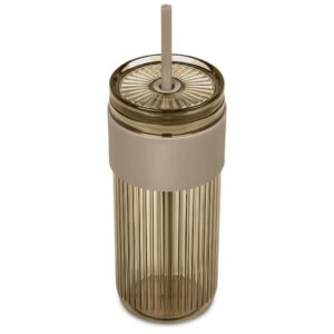 Serendipio Mayfair Plastic Tumbler and Straw, 650ml - stone (SD-304)