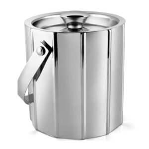 Tiara Ice Bucket with Vertical Ribbed Pattern and Shiny Finish