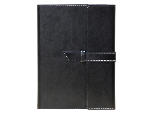 A5 Vegan Leather Trident Tri-fold Notebook (NBK-7002/BLK)