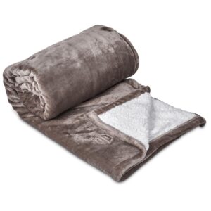 Serendipio Glacial Sherpa Fleece Blanket - taupe (SD-134)