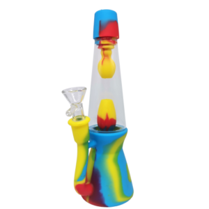 Silicone and Glass Bong - OG Rocket Shaped Rasta, 22cm (Assorted) (BONG087)