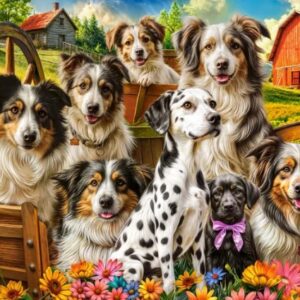 Happy Dogs In The Countryside (1000 Piece Puzzle)