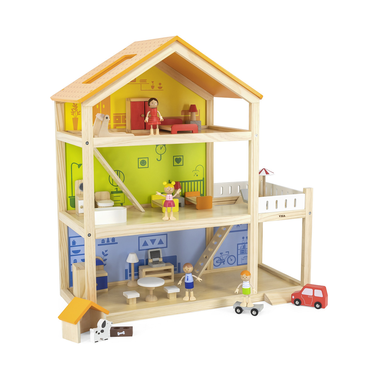 Wooden 3 Story Dollhouse (RGS44569)