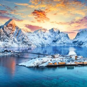 Sunrise on Sakrisoy, Lofoten, Norway (1000 Piece Puzzle)