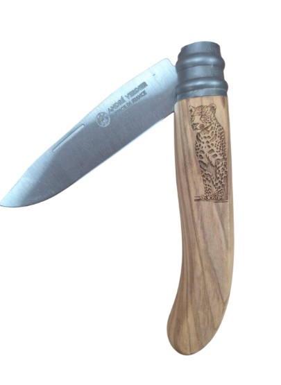 Andre Verdier Alpage Folding Knife, Olive Wood - Leopard (324LEO)