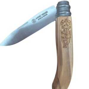 Andre Verdier Alpage Folding Knife, Olive Wood - Lion (324LIO)